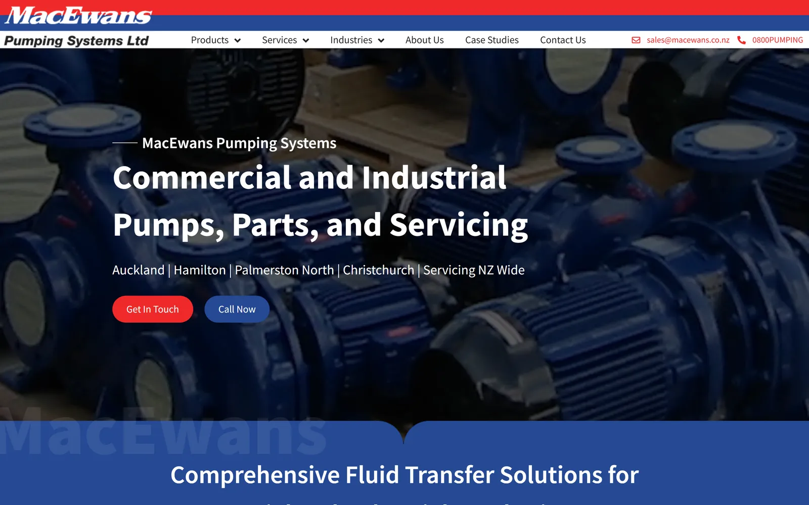 MacEwans Pumping Systems website built by WitsCode